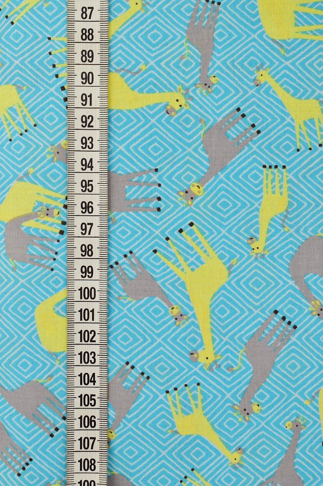 Ткань хлопок для пэчворка для одежды голубой, детская тематика животные, ALFA (арт. AL-8856)