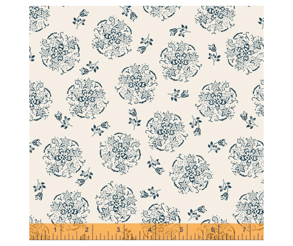 Ткань хлопок для пэчворка для одежды белый, цветы, Windham Fabrics (арт. 52570-4)