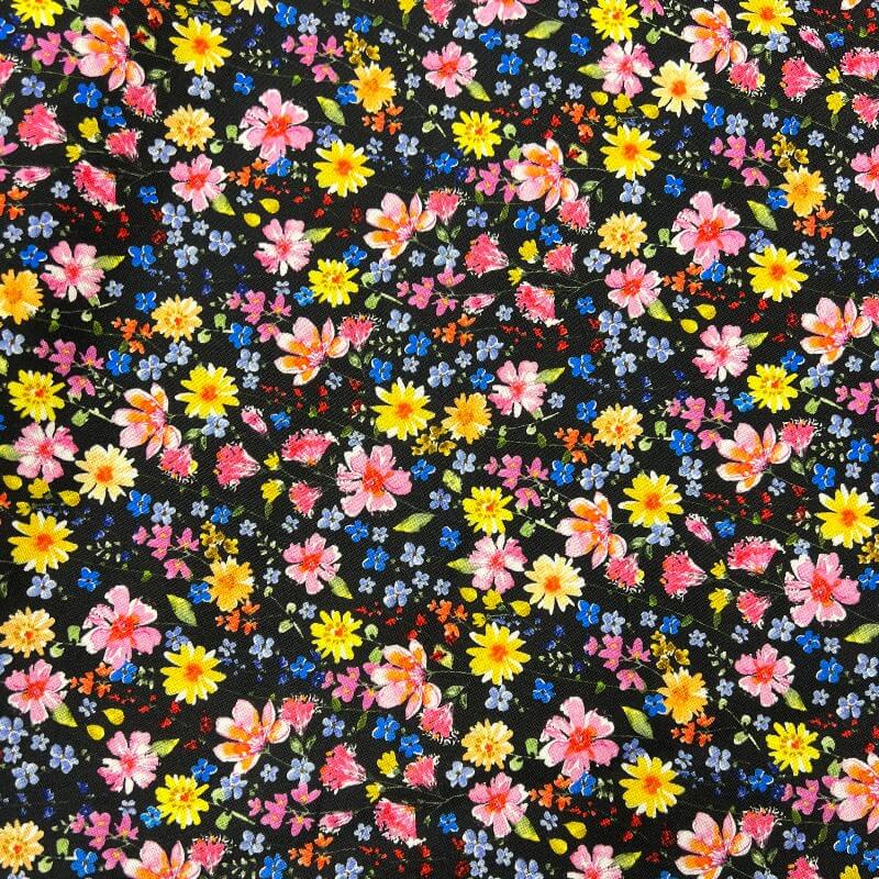 Ткань хлопок для пэчворка для одежды черный, цветы, Windham Fabrics (арт. CX6363-Girl)