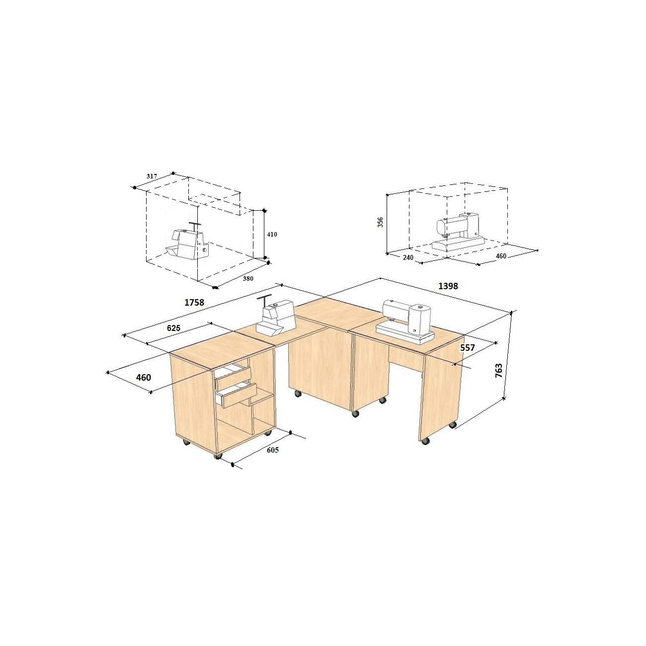 Стол для швейной машинки комфорт 8