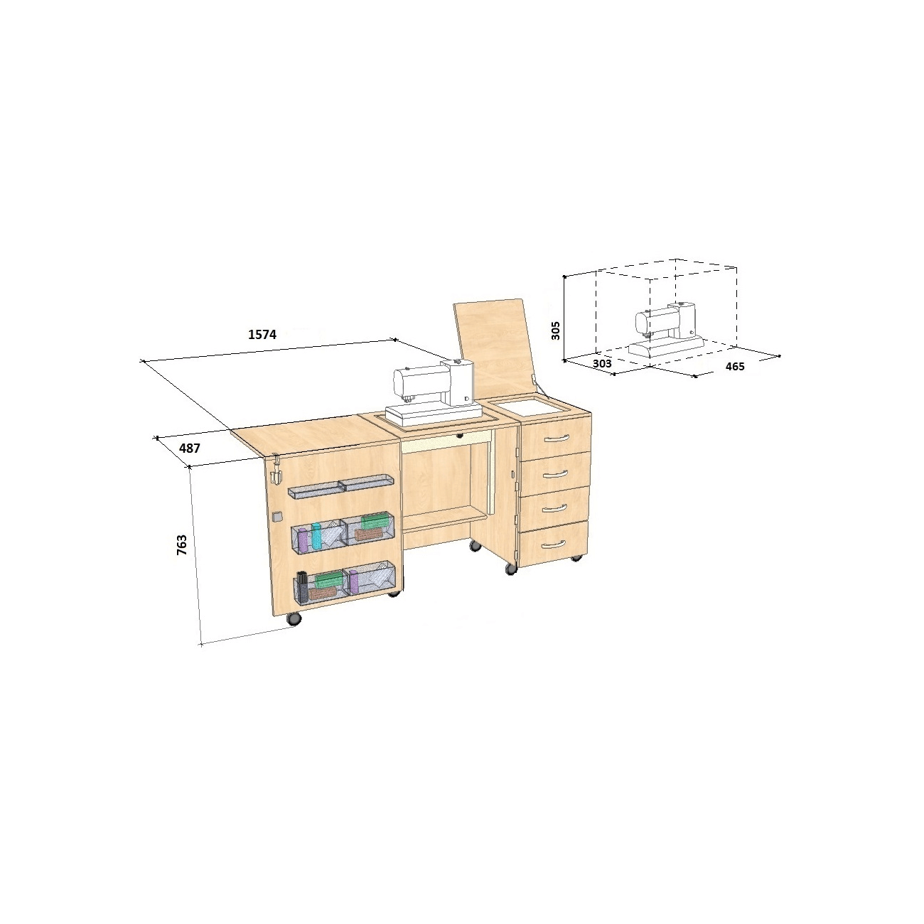 Стол швейный Комфорт-2: цена, характеристики, фото | Купить мебель для  швейного оборудования с доставкой по Москве, СПб и всей России