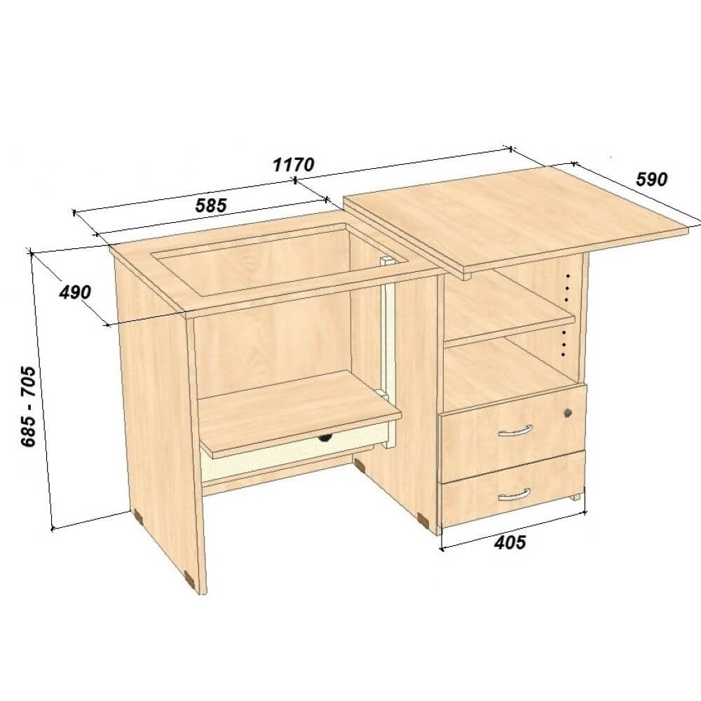 Стол швейный Комфорт JN-1: цена, характеристики, фото | Купить мебель для  швейного оборудования с доставкой по Москве, СПб и всей России