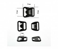 Крючок - застежка для бюстгальтера пластик 12 мм черный