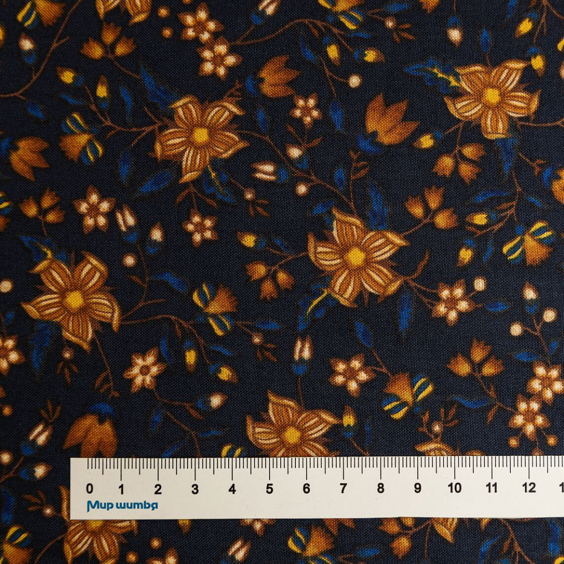 Ткань хлопок для пэчворка для одежды синий, цветы, Windham Fabrics (арт. 53701-2)