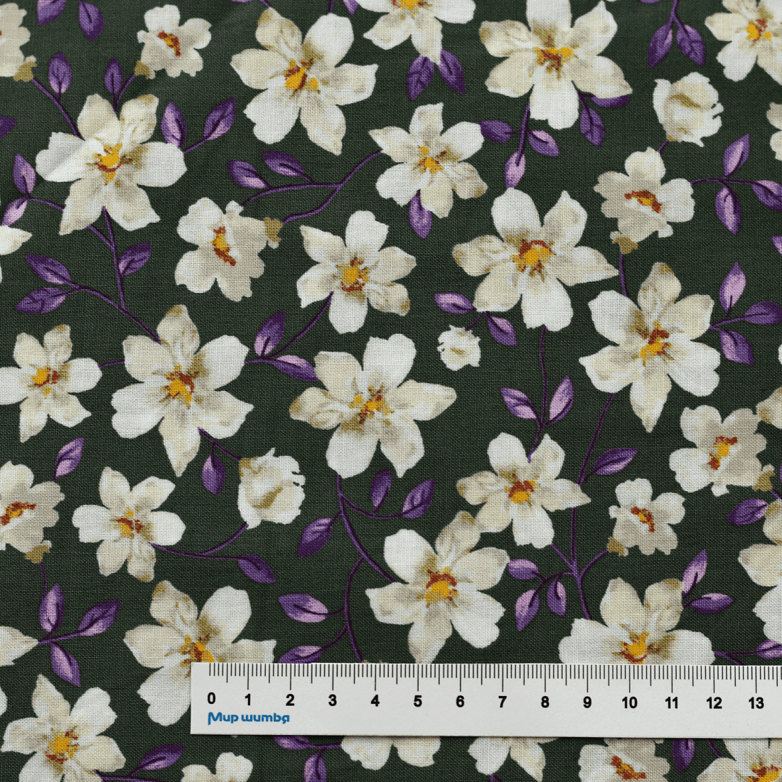 Ткань хлопок для пэчворка для одежды синий, цветы, Windham Fabrics (арт. 52592-3)