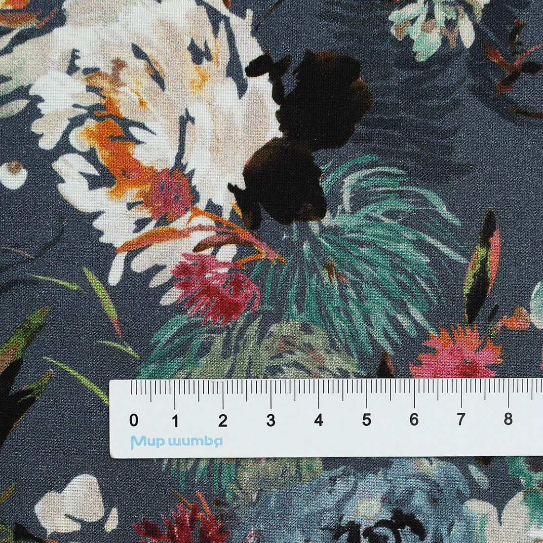 Ткань хлопок для пэчворка для одежды синий, цветы, Windham Fabrics (арт. 53804D-10)