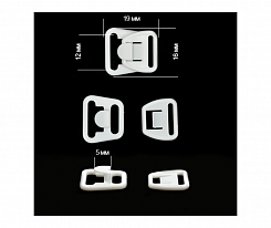 Крючок - застежка для бюстгальтера пластик 12 мм белый